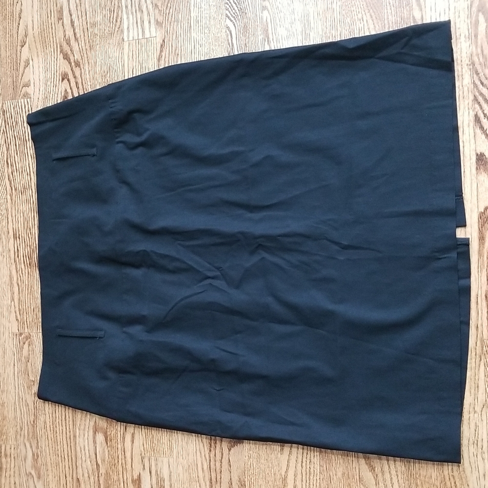 (18) Classic Black Rayon Blend Fitted Pencil Skirt (No Belt)